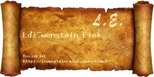 Löwenstein Elek névjegykártya